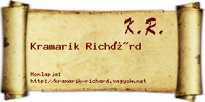 Kramarik Richárd névjegykártya